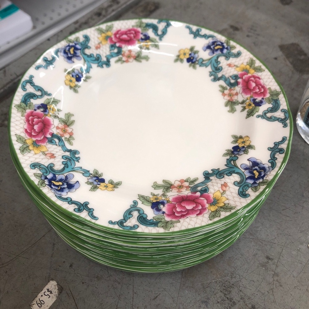 2 Doulton Floradora Green, Florals, Trim Bread Plates